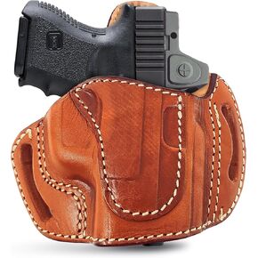 OWB Leather Holsters for Pistols Optic Ready Right Hand. Fits for Most Double Stack Sub Compact Pistols Shield 9mm Leather Holster, Taurus G2C/G3C. Leather Gun Holster by Tagua GunLeather