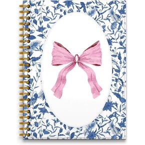 Chinoiserie Blue and White Floral Notebook, Chinoiserie Journal, Grandmillennial Floral Notebook, Blue Floral Aesthetic Notebook, Aesthetic Journal, Spiral Notebook 5.5x8.3 Inch