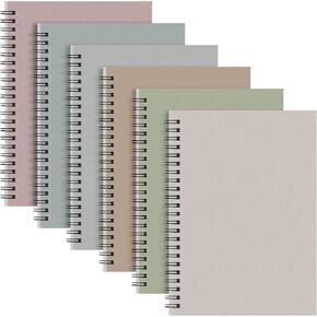 Fuutreo 6 Pcs Spiral Notebook for Work A5 8.3 x 5.7 Inch College Ruled Spiral Journal Notebook Kraft Cover Notebook Ruled Paper, 6 Color, 60 Sheets, 120 Pages for Office School