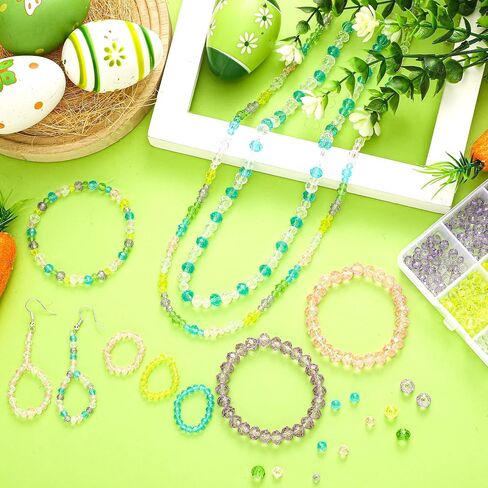 1350 PCS حبات عيد الفصح الزنبركية الزجاجية ملونة من الحبات الكريستالية لصنع المجوهرات بشكل كبير مع الحجر الأحجار الزجاجية ذات الوجه المربع لقرط سوار قلادة عيد الفصح DIY (لون حلو) in Kuwait