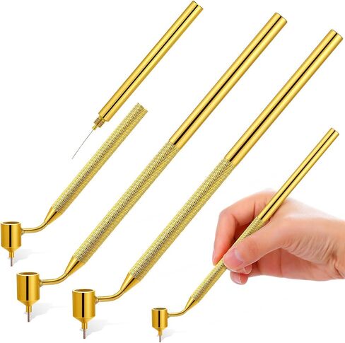 Gersoniel 4 Pcs 0.5mm Detailing Fine Painting Pen Gold Fluid Writer Touch up Paint Applicator Pen Precision Pen for Rock Chips and Scratch Repair Tip Brass Construction in Saudi Arabia