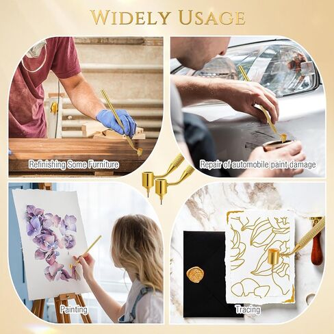 Gersoniel 4 Pcs 0.5mm Detailing Fine Painting Pen Gold Fluid Writer Touch up Paint Applicator Pen Precision Pen for Rock Chips and Scratch Repair Tip Brass Construction in Saudi Arabia