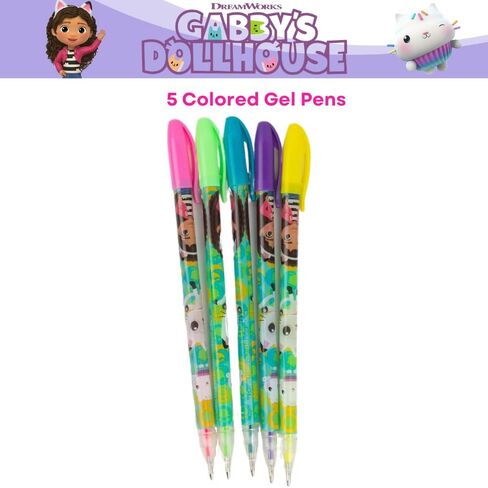 Innovative Designs Gabby’s Dollhouse Pencil Case Set with Stickers and Gel Pens for Kids, Molded with Zip Closure, Purple in Kuwait