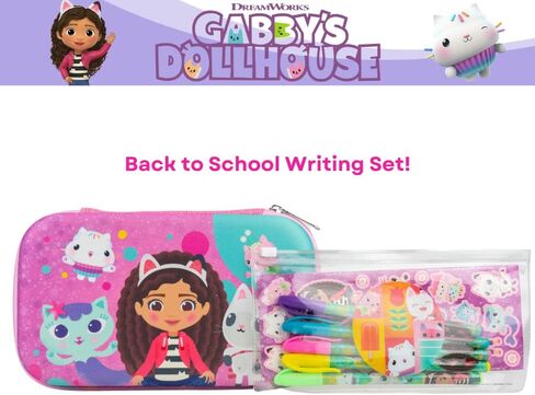 Innovative Designs Gabby’s Dollhouse Pencil Case Set with Stickers and Gel Pens for Kids, Molded with Zip Closure, Purple in Kuwait