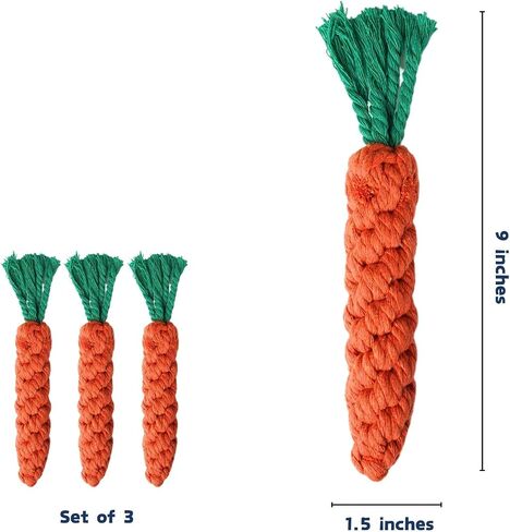 2ME 5 PCS Carrot Dog Rope Toys for Dogs, Durable Chew Toys for Aggressive Chewers, Entertainment & Interaction, Teeth Cleaning and Chewing, All-Cotton in Kuwait