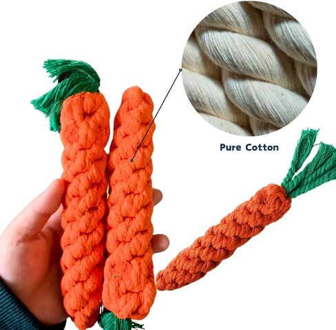 2ME 5 PCS Carrot Dog Rope Toys for Dogs, Durable Chew Toys for Aggressive Chewers, Entertainment & Interaction, Teeth Cleaning and Chewing, All-Cotton in Kuwait