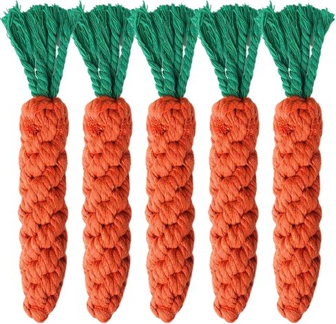 2ME 5 PCS Carrot Dog Rope Toys for Dogs, Durable Chew Toys for Aggressive Chewers, Entertainment & Interaction, Teeth Cleaning and Chewing, All-Cotton in Kuwait