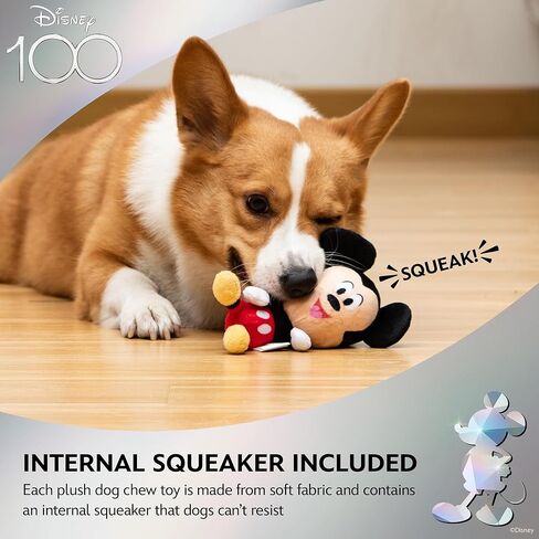 Mickey Mouse & Minnie Mouse Plush Squequer مع مجموعة لعبة الكلب الكلب المجعد | ألعاب الكلاب ديزني | لعبة Squeaker Plush للكلاب المستوحاة من Mickey Mouse ، 13.5in - 2 Pack in Kuwait