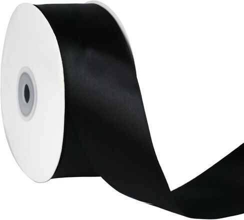 1PC 50 Yards Black Satin Ribbon 1/2 Solid Color Fabric Ribbon Christmas Gift Wrapping Invitation Cards Flower Bows Sewing Party and Wedding Decorations in Saudi Arabia