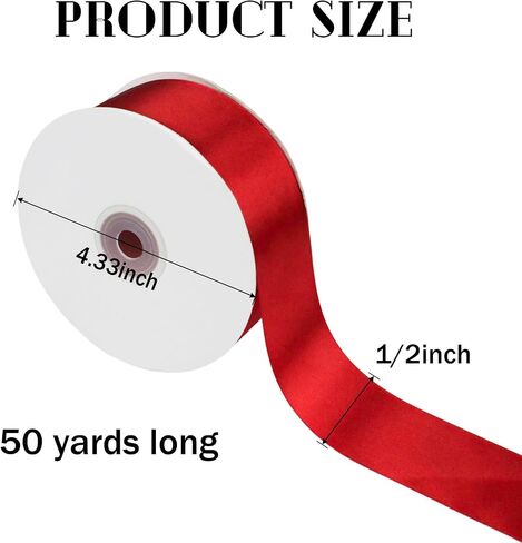 1PC 50 Yards Black Satin Ribbon 1/2 Solid Color Fabric Ribbon Christmas Gift Wrapping Invitation Cards Flower Bows Sewing Party and Wedding Decorations in Saudi Arabia