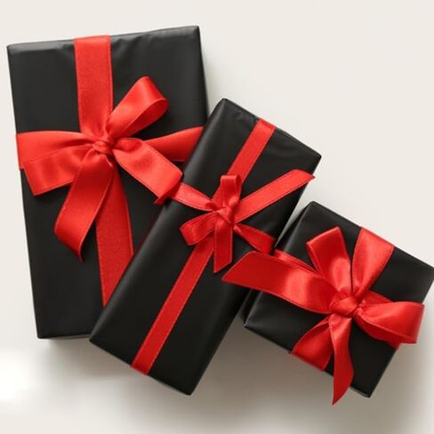 1PC 50 Yards Black Satin Ribbon 1/2 Solid Color Fabric Ribbon Christmas Gift Wrapping Invitation Cards Flower Bows Sewing Party and Wedding Decorations in Kuwait