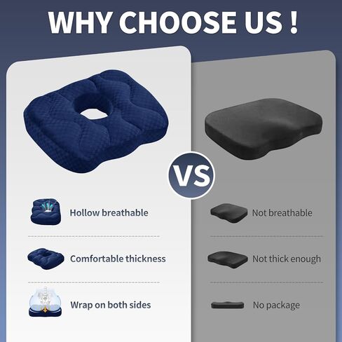 Seat Cushions for Office Chairs, Donut Chair for Postpartum Pregnancy & Hemorrhoids, Tailbone Pain Relief, High Rebound Sponge Seat Cushions for Office & Home Chairs, Black in Saudi Arabia