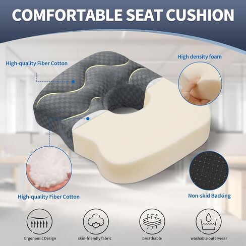 Seat Cushions for Office Chairs, Donut Chair for Postpartum Pregnancy & Hemorrhoids, Tailbone Pain Relief, High Rebound Sponge Seat Cushions for Office & Home Chairs, Black in Saudi Arabia