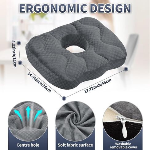 Seat Cushions for Office Chairs, Donut Chair for Postpartum Pregnancy & Hemorrhoids, Tailbone Pain Relief, High Rebound Sponge Seat Cushions for Office & Home Chairs, Black in Saudi Arabia