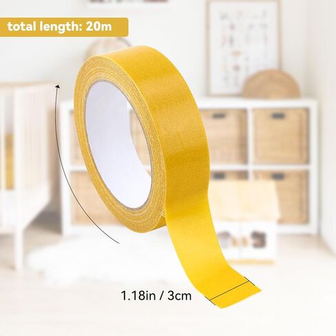 1 Pack Double Sided Fabric Tape Heavy Duty Gauze Tape Fabric Tape High Stickness Mounting Tape for Carpets, Pictures, Posters, Frames (2CM/0.78Inch x 20M/66FT) in Kuwait