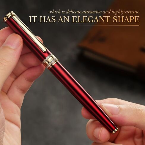 BEILUNER Silver Chrome Rollerball Pen, Diamond-Studded Cap Design, 24K Gold Trim, Noble and Elegant, Schneider Ink Refill, Best Pen Gift Set for Women & Men, Professional, Business Office, Nice Pens in Saudi Arabia