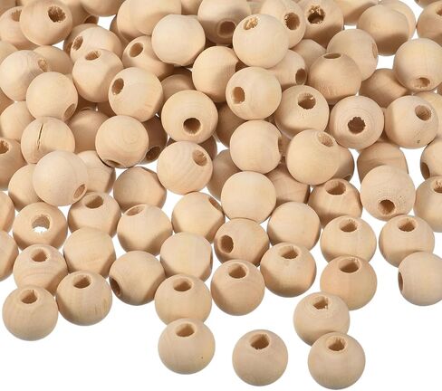 uxcell 100Pcs 15mm Natural Wood Spacer Beads, 4mm Large Hole Unfinished Round Wooden Beads for DIY Crafting, Jewelry Making Bracelets in Saudi Arabia