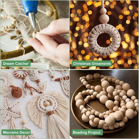 uxcell 100Pcs 15mm Natural Wood Spacer Beads, 4mm Large Hole Unfinished Round Wooden Beads for DIY Crafting, Jewelry Making Bracelets in Saudi Arabia