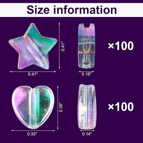 OIIKI 200 PCS Acrylic Star Shape Beads, Star Shape Charming Beads, Clear Acrylic 10mm Colorful Beads for DIY Jewelry Craft Making Necklace Bracelet Supplies in Kuwait