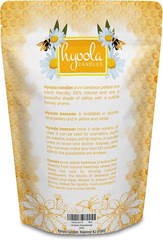 Hyoola Yellow Beeswax Pellets - 100% Natural - Premium Cosmetic Grade - Pure Beeswax Pellets - 1 Pound - Triple Filtered Easy Melt Bees Wax Pastilles in Saudi Arabia