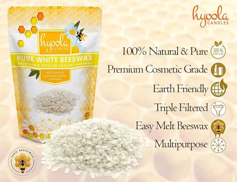 Hyoola Yellow Beeswax Pellets - 100% Natural - Premium Cosmetic Grade - Pure Beeswax Pellets - 1 Pound - Triple Filtered Easy Melt Bees Wax Pastilles in Saudi Arabia