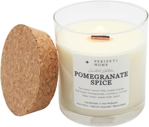 Peripeti Home Pomegranate Spice Candle ، Worden Wick-8.5 أوقية شمع الصويا الطبيعية لتنشيط العطرية ، حرق طويل الأمد in Saudi Arabia