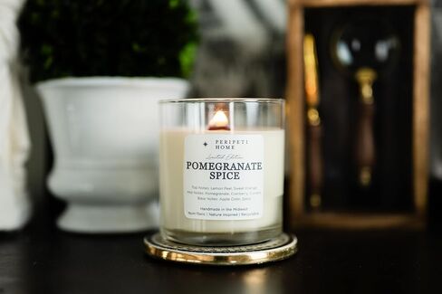 Peripeti Home Pomegranate Spice Candle ، Worden Wick-8.5 أوقية شمع الصويا الطبيعية لتنشيط العطرية ، حرق طويل الأمد in Saudi Arabia