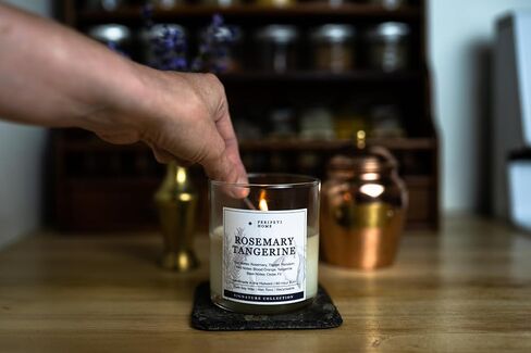 PERIPETI Home Rosemary + Tangerine Scented Candle - Wooden Wick, 8.5oz Natural Soy Wax for Energizing Aromatherapy - Long-Lasting Citrus & Herbal Fragrance for Home or Spa in Saudi Arabia