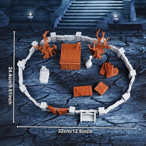 AUSPDICE DND Terrain -Cemetery Chapel RPG Terrain Set (37pcs) - مثالي للأبراج المحصنة والتنين ، RPGs الطاولة ، والألعاب المصغرة الخيالية - هالوين وعيد الميلاد هدية - 314A مقبرة مصلى أ in Kuwait