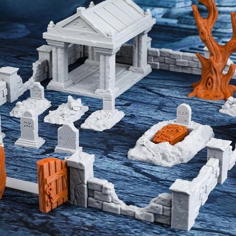 AUSPDICE DND Terrain-Cemetery Chapel RPG Terrain Set (37pcs) - Perfect for Dungeons & Dragons, Tabletop RPGs, and Fantasy Miniature Games - Halloween & Christmas Gift-314A Cemetery Chapel A in Saudi Arabia