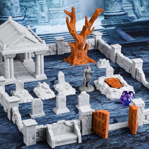 AUSPDICE DND Terrain-Cemetery Chapel RPG Terrain Set (37pcs) - Perfect for Dungeons & Dragons, Tabletop RPGs, and Fantasy Miniature Games - Halloween & Christmas Gift-314A Cemetery Chapel A in Saudi Arabia