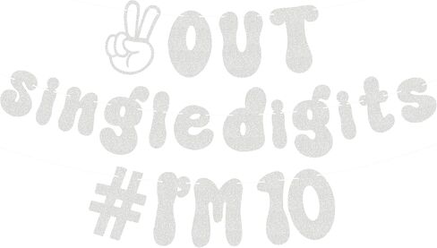 Pre-Strung Out Single Digits I'm 10 Banner - Gold Glitter 10th Birthday Party Decorations Supplies for Boys or Girls, Double Digits 10 Banner, Happy 10th Birthday Banner, Photo Booth Props in Kuwait