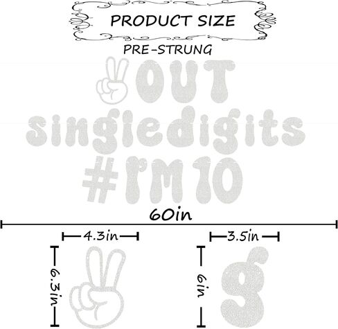 Pre-Strung Out Single Digits I'm 10 Banner - Gold Glitter 10th Birthday Party Decorations Supplies for Boys or Girls, Double Digits 10 Banner, Happy 10th Birthday Banner, Photo Booth Props in Kuwait