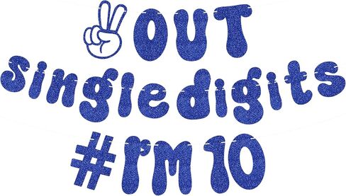 Pre-Strung Out Single Digits I'm 10 Banner - Gold Glitter 10th Birthday Party Decorations Supplies for Boys or Girls, Double Digits 10 Banner, Happy 10th Birthday Banner, Photo Booth Props in Kuwait