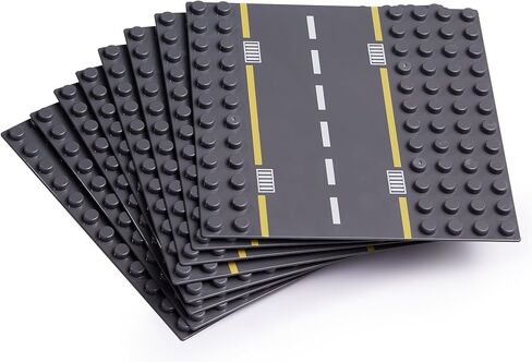 Apostrophe Games Large Building Blocks Road Base Plates Compatible with Large Building Blocks – 8Pcs Straight and Curved Road Construction Blocks – 7.5 x 7.5 Inch Street Baseplates, STEM Learning in Saudi Arabia