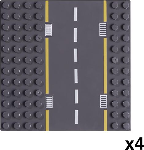 Apostrophe Games Large Building Blocks Road Base Plates Compatible with Large Building Blocks – 8Pcs Straight and Curved Road Construction Blocks – 7.5 x 7.5 Inch Street Baseplates, STEM Learning in Saudi Arabia