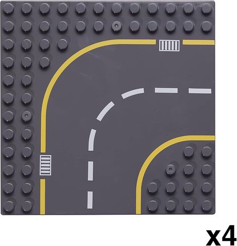 Apostrophe Games Large Building Blocks Road Base Plates Compatible with Large Building Blocks – 8Pcs Straight and Curved Road Construction Blocks – 7.5 x 7.5 Inch Street Baseplates, STEM Learning in Saudi Arabia