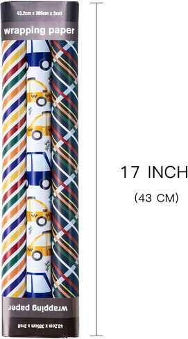 LeZakaa Mermaid Birthday Wrapping Paper Roll, Cute Cat, Mermaid Girl, Colorful Scales Design for Birthday, Baby Shower Party Favor for Kids, Baby Girl, Women, Mini Roll, 17 x 120 inches, 3 Rolls in Kuwait