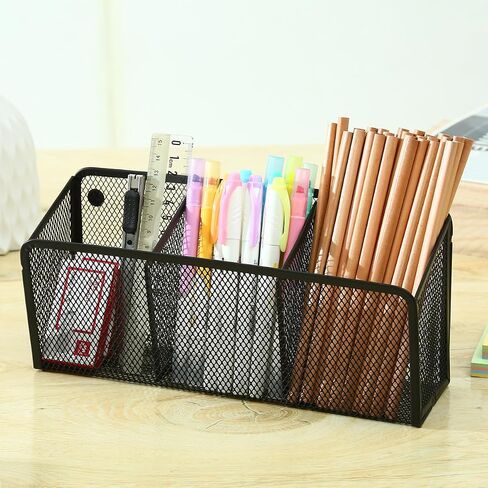 Black Metal Mesh Magnetic Office Supplies Pen Pencil and Marker Holder,Magnets Mesh Marker Holder Perfect for Whiteboard, Refrigerator and Locker Accessories in Saudi Arabia