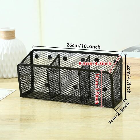 Black Metal Mesh Magnetic Office Supplies Pen Pencil and Marker Holder,Magnets Mesh Marker Holder Perfect for Whiteboard, Refrigerator and Locker Accessories in Saudi Arabia