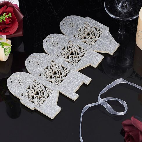 Craftdady 10pcs Red Love Heart Flower Flower Candy Boxes with Ribbon Laser Cut Paper Hollow Out Floral Favor Boxes Glitter Rectangle Home Boxes for Bridal Shower Party Wedding in Kuwait