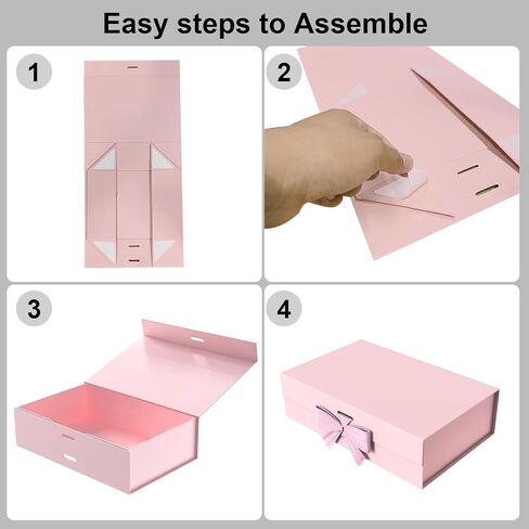 BEJETCA Gift Box with Lid for Presents with Ribbon for Presents with Magnetic Closure Rectangle Collapsible for Groomsman Proposal Box, Wedding, Christmas, Halloween, Birthday Gift Packging in Saudi Arabia