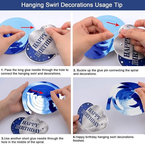 Blue Birthday Decorations for Men, Birthday Party Decorations for Men Women Boys Grils with Bunting Banner, Fringe Curtains, Hanging Swirl, Tablecloth happy birthday decorations Party Decor Suit in Saudi Arabia