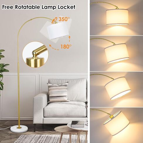 Arc Floor Lamp with Remote, Modern Standing Lamp for Living Room with Stepless Dimmable Bulb, Drum Shade, Foot Switch, Tall Floor Lamp for Farmhouse Bedroom Night Stand (Gold) in Saudi Arabia
