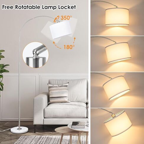 Arc Floor Lamp with Remote, Modern Standing Lamp for Living Room with Stepless Dimmable Bulb, Drum Shade, Foot Switch, Tall Floor Lamp for Farmhouse Bedroom Night Stand (Gold) in Kuwait