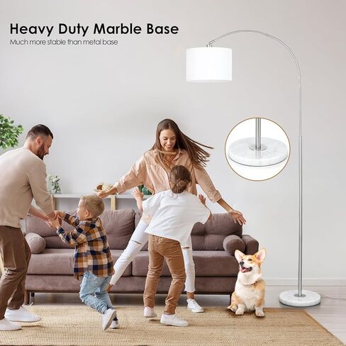 Arc Floor Lamp with Remote, Modern Standing Lamp for Living Room with Stepless Dimmable Bulb, Drum Shade, Foot Switch, Tall Floor Lamp for Farmhouse Bedroom Night Stand (Gold) in Kuwait