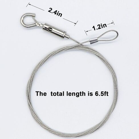 6pcs Adjustable Picture Hanging Wire with Loop and Hook, 6.5ft (2Meters) Heavy Duty Picture Hanging Wire Kit, Stainless Steel Hanging Wire Rope for Mirror, Picture, Light/Lamp Holder - Up to 20KG in Saudi Arabia