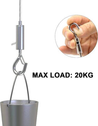 6pcs Adjustable Picture Hanging Wire with Loop and Hook, 6.5ft (2Meters) Heavy Duty Picture Hanging Wire Kit, Stainless Steel Hanging Wire Rope for Mirror, Picture, Light/Lamp Holder - Up to 20KG in Saudi Arabia