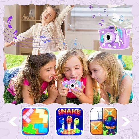 Unicorn Camera for Kids - Toddler Digital Selfie Camera with Silicone Cover, Flash and 32GB SD Card - Children Toy HD Video Kids Camera for Girls and Boys 3-12 Years Old - Blue in Kuwait