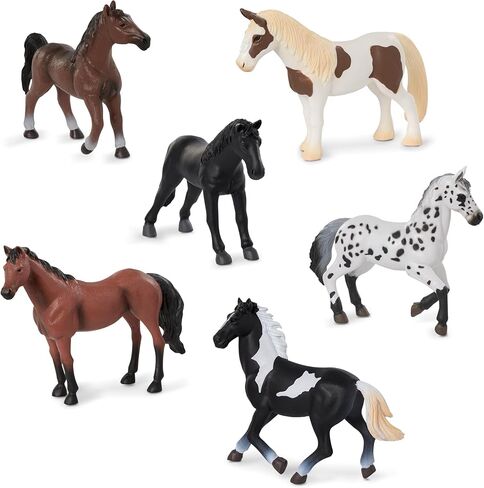 Terra by Battat – 6 Pcs 6" Horse Figurines – Horse Toy Set – Realistic Plastic Animal Figurines – Collectible Horse Gift for Kids 3+ – Party Decorations in Saudi Arabia